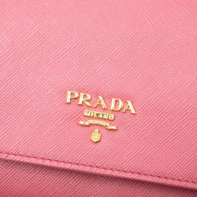 Prada Saffiano Wallet On Chain Pink Leather Very good condition - Box View