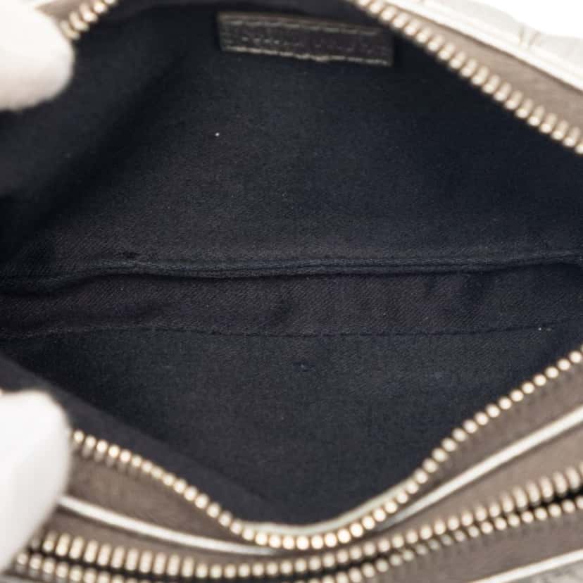 Miu Miu Matelasse Metallic Nappa Double Zip Pouch Silver Leather Very good condition - Model View