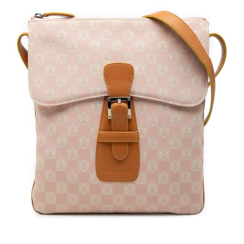 LOEWE Anagram Canvas Crossbody Pink Very good condition - Front View