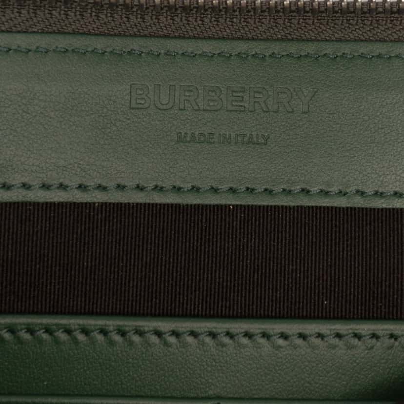 Burberry Embossed Leather TB Monogram Clutch Green Leather Very good condition - Box View