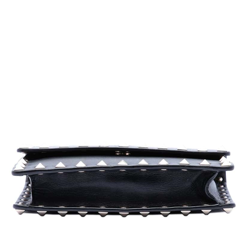 Valentino Leather Rockstud Clutch on Chain Black Leather Very good condition - Inside View