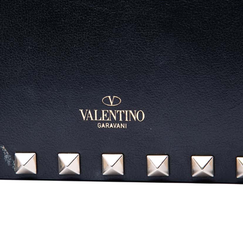 Valentino Leather Rockstud Clutch on Chain Black Leather Very good condition - Box View