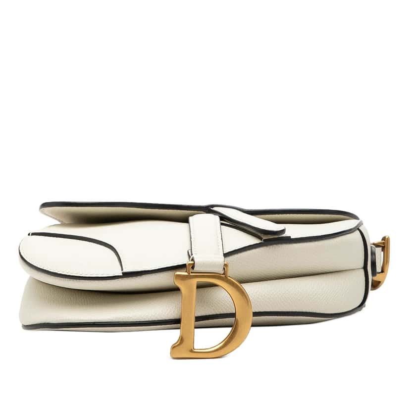 Dior Mini Grained Calfskin Saddle Bag White Leather Very good condition - Inside View