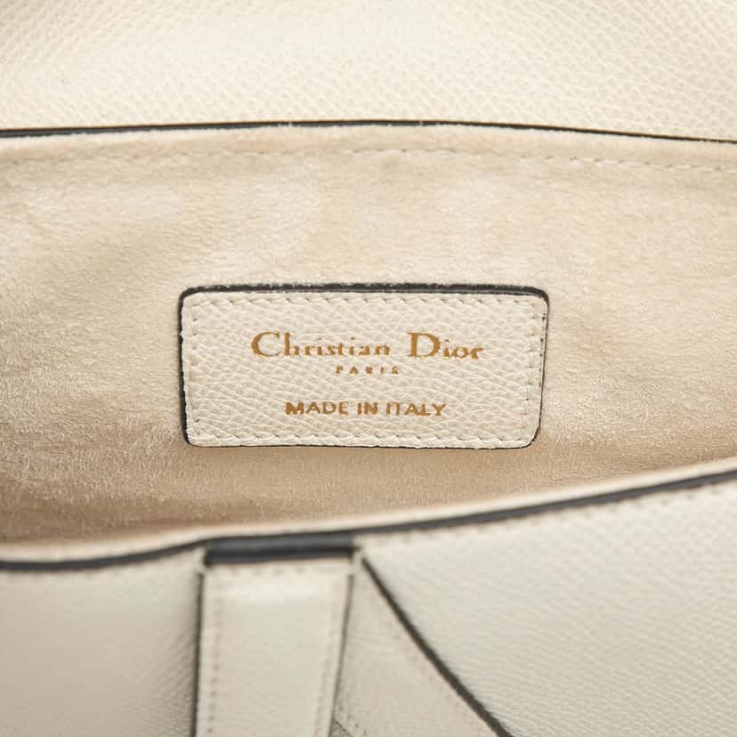 Dior Mini Grained Calfskin Saddle Bag White Leather Very good condition - Box View