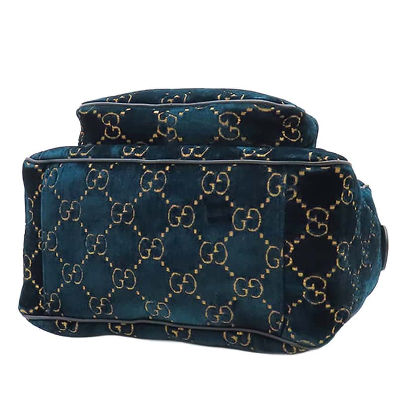 Gucci GG Velvet Double Buckle Backpack Blue Very good condition - Inside View