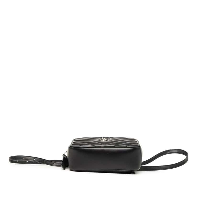 Saint Laurent Chevron Calfskin Monogram Tassel Lou Belt Bag Black Leather Very good condition - Inside View