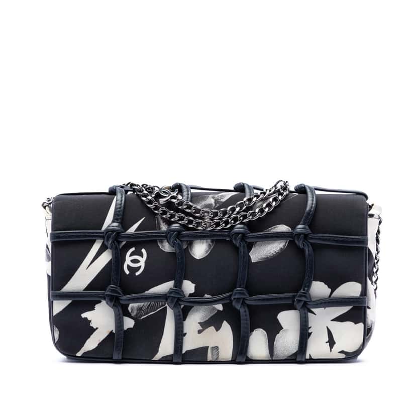 Chanel Small Silk and Lambskin Net Tahiti Flap Black Very good condition - Front View