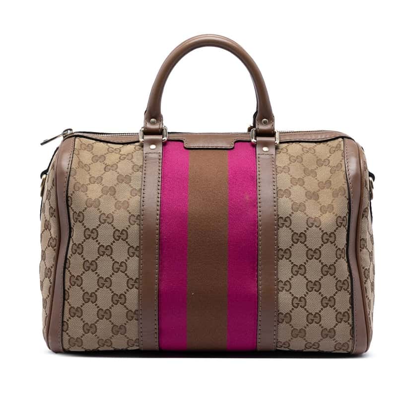 Gucci Medium GG Canvas Web Joy Boston Bag Beige Very good condition - Front View