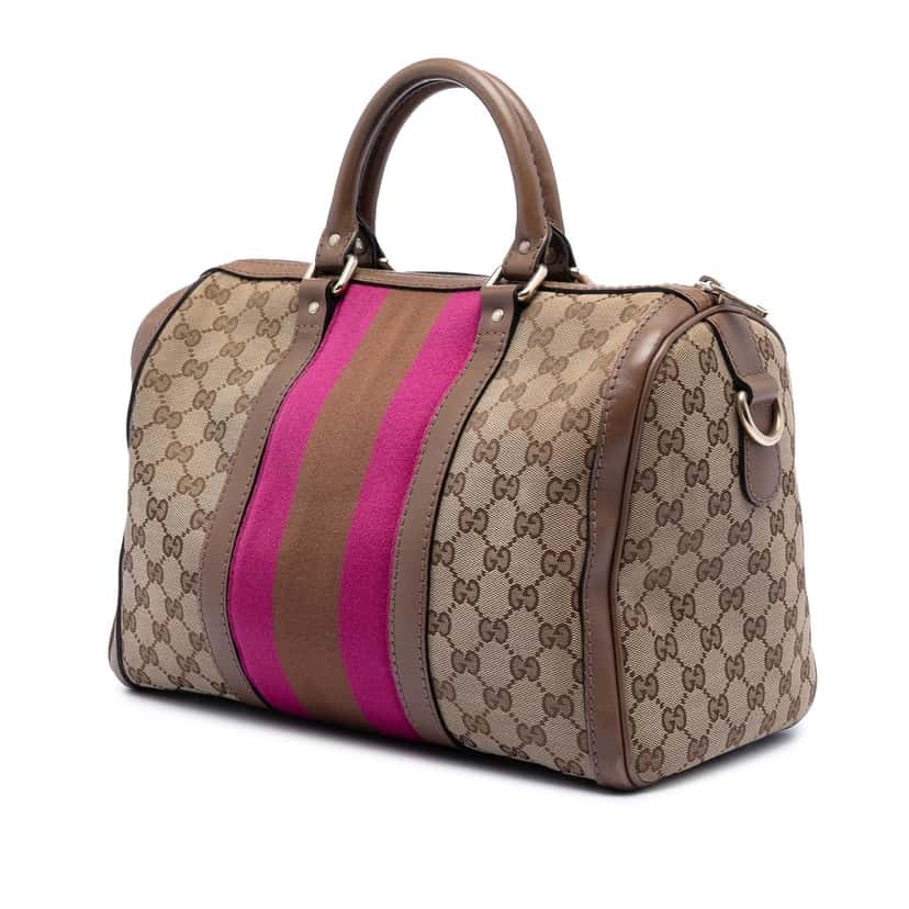 Gucci Medium GG Canvas Web Joy Boston Bag Beige Very good condition - Back View