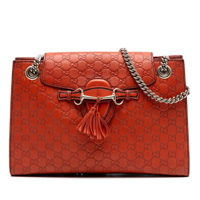 Gucci Large Guccissima Emily Shoulder Bag Orange Leather Very good condition - Front View