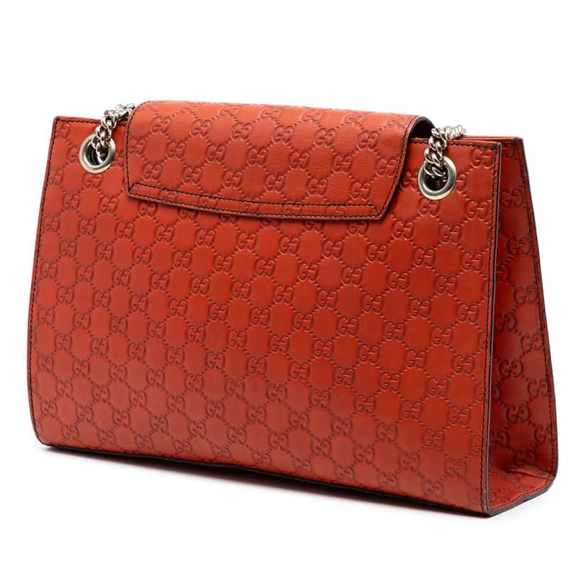 Gucci Large Guccissima Emily Shoulder Bag Orange Leather Very good condition - Back View