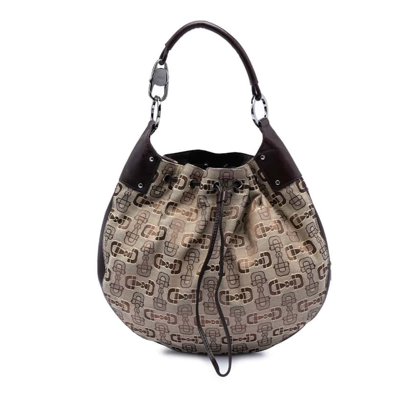 Gucci Horsebit Canvas Hobo Beige Very good condition - Front View