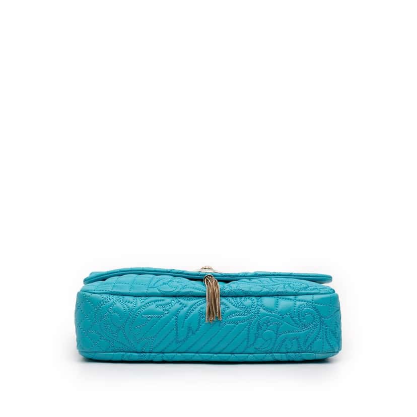 Versace Barocco Quilted Nappa Medea Vanitas Shoulder Bag Blue Leather Very good condition - Inside View