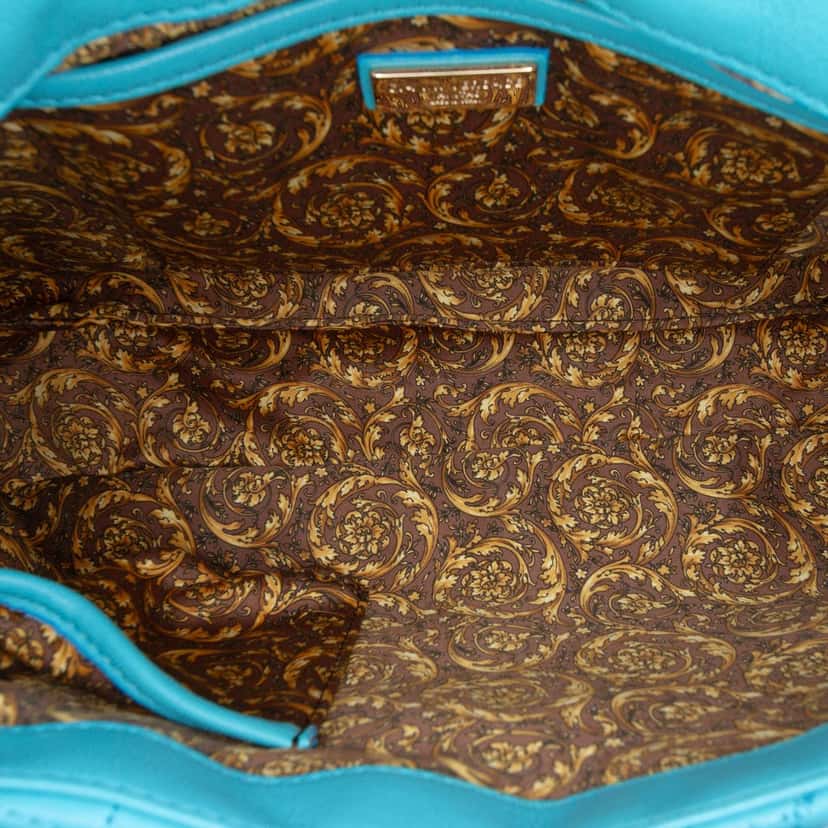 Versace Barocco Quilted Nappa Medea Vanitas Shoulder Bag Blue Leather Very good condition - Model View