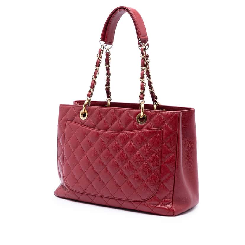 Chanel Caviar Grand Shopping Tote Red Leather Very good condition - Back View