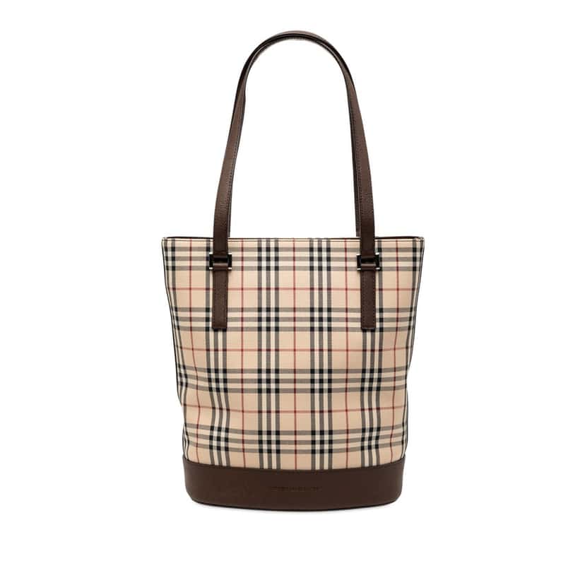 Burberry House Check Canvas Bucket Bag Beige Very good condition - Front View