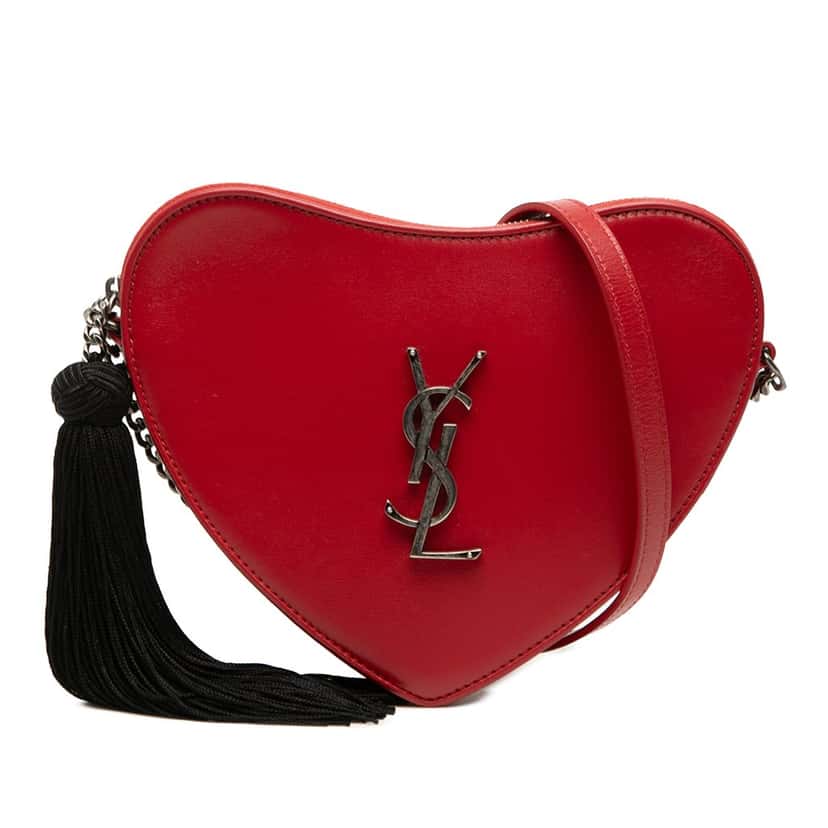 Saint Laurent Calfskin Monogram Sac Coeur Tassel Crossbody Red Leather Very good condition - Front View