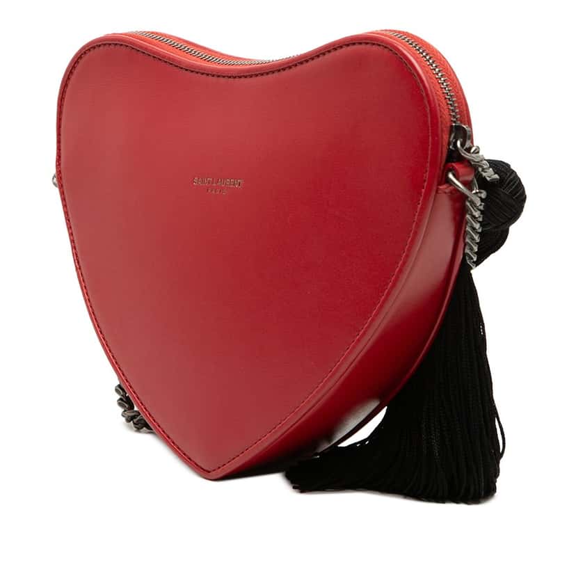 Saint Laurent Calfskin Monogram Sac Coeur Tassel Crossbody Red Leather Very good condition - Back View