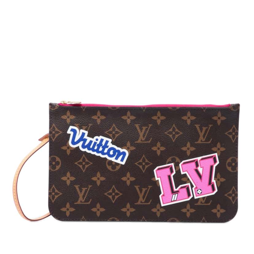 Louis Vuitton Monogram Patches Neverfull MM Pouch Brown Very good condition - Front View