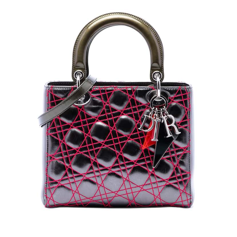 Dior Anselm Reyle Medium Metallic Lambskin Cannage Lady Dior Other Leather Very good condition - Front View