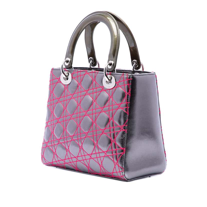 Dior Anselm Reyle Medium Metallic Lambskin Cannage Lady Dior Other Leather Very good condition - Back View