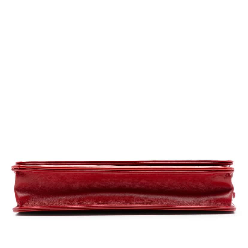 Chanel CC Embossed Patent Camellia Wallet On Chain Red Leather Very good condition - Inside View
