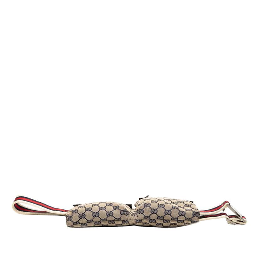 Gucci GG Canvas Web Double Pocket Belt Bag Beige Very good condition - Inside View