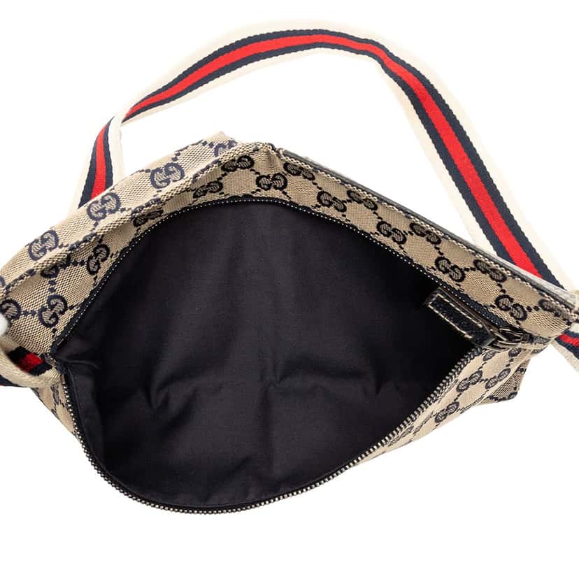 Gucci GG Canvas Web Double Pocket Belt Bag Beige Very good condition - Model View