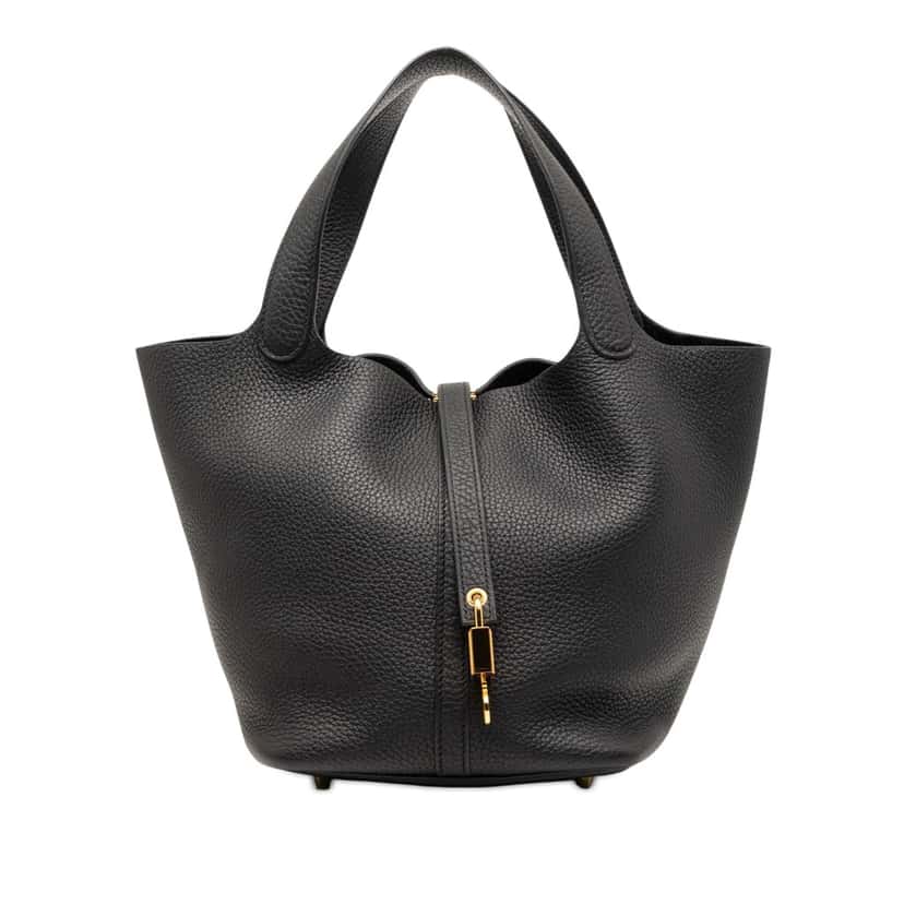 Hermès Clemence Picotin Lock 22 Black Leather Very good condition - Front View