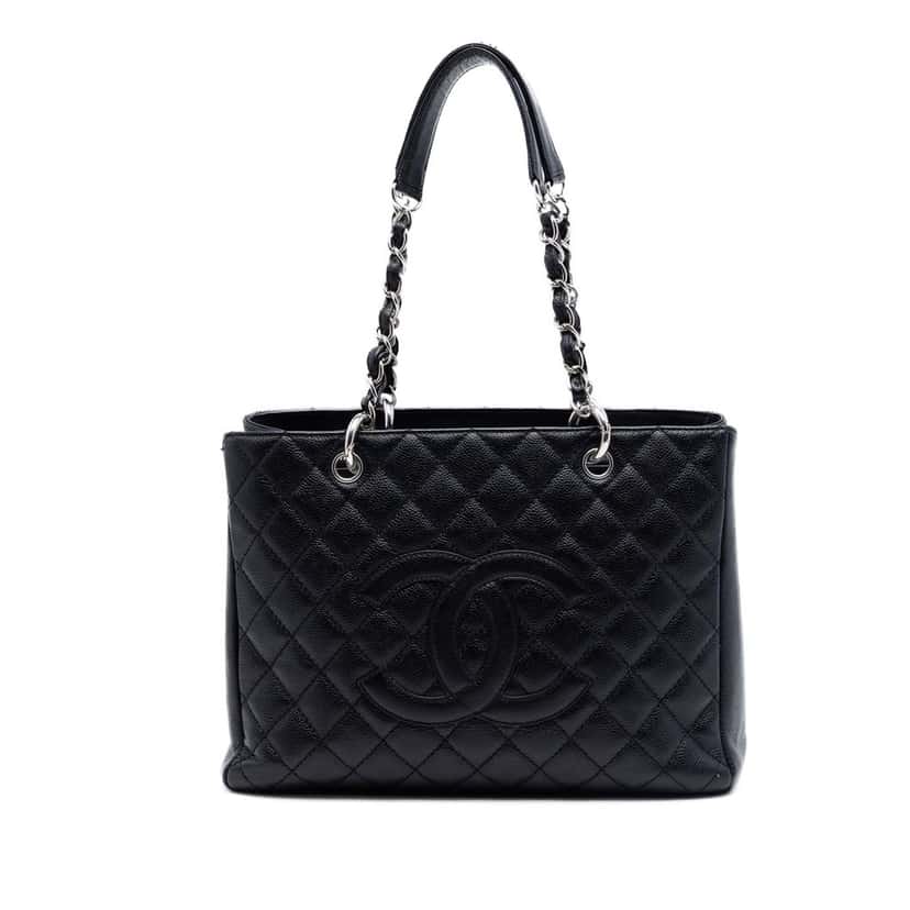 Chanel Caviar Grand Shopping Tote Black Leather Very good condition - Front View