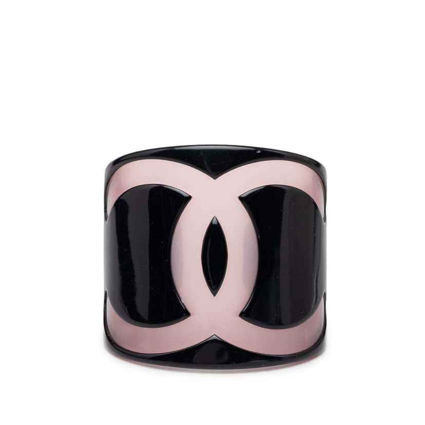 Chanel CC Resin Bangle Black Plastic Very good condition - Front View