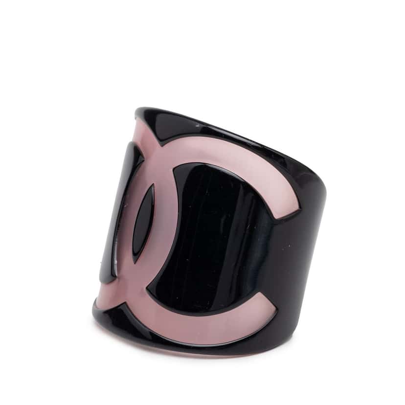 Chanel CC Resin Bangle Black Plastic Very good condition - Back View