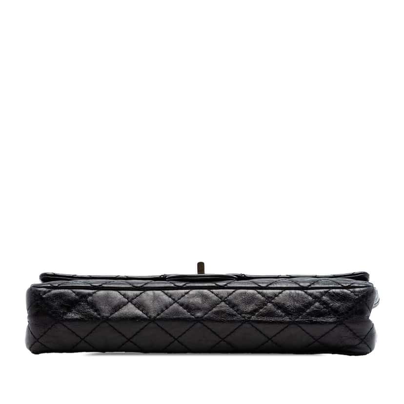Chanel Quilted Glazed Calfskin Reissue 2.55 East West Single Flap Black Leather Very good condition - Inside View