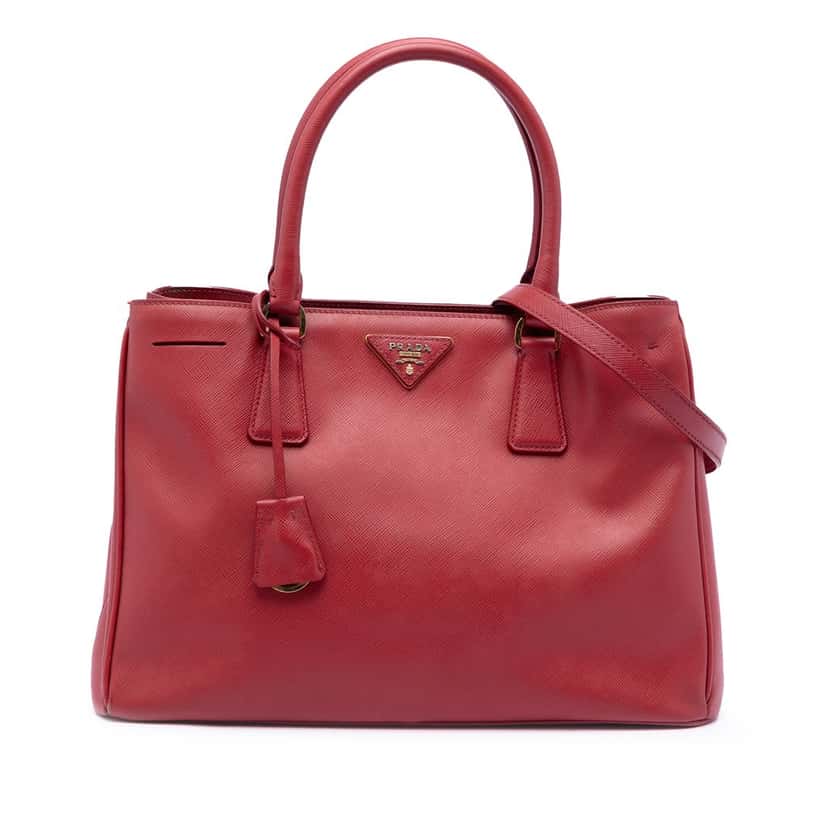 Prada Medium Saffiano Lux Galleria Satchel Red Leather Very good condition - Front View