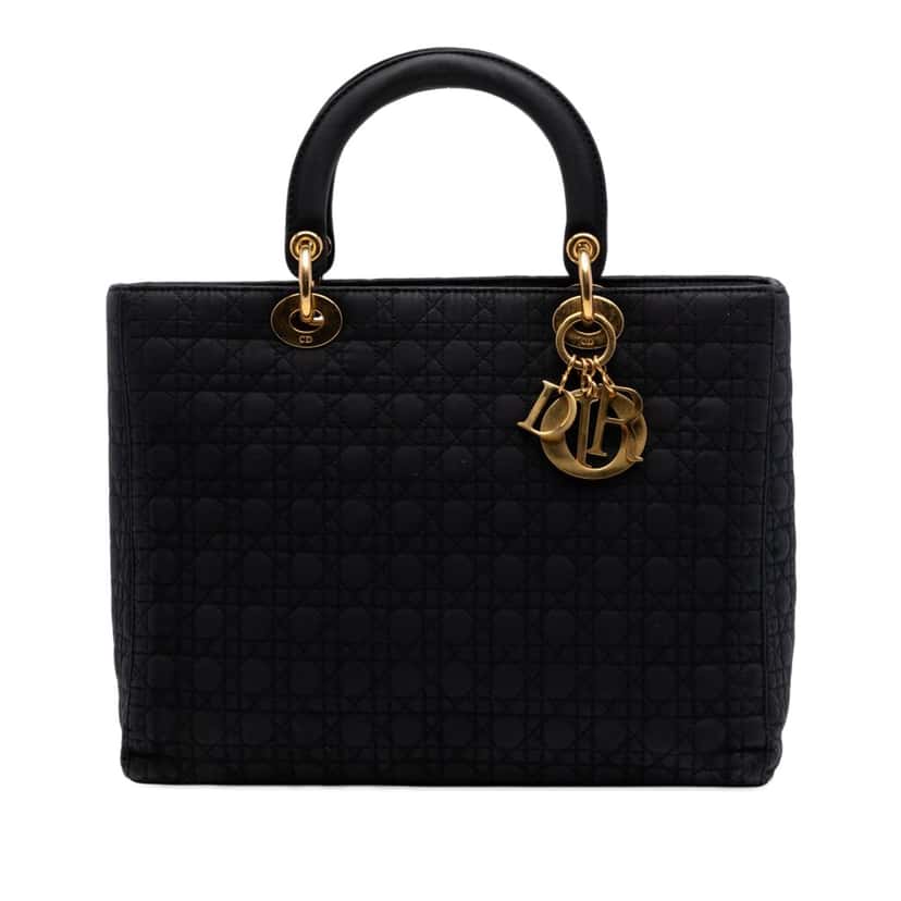 Dior Large Nylon Microcannage Lady Dior Black Very good condition - Front View