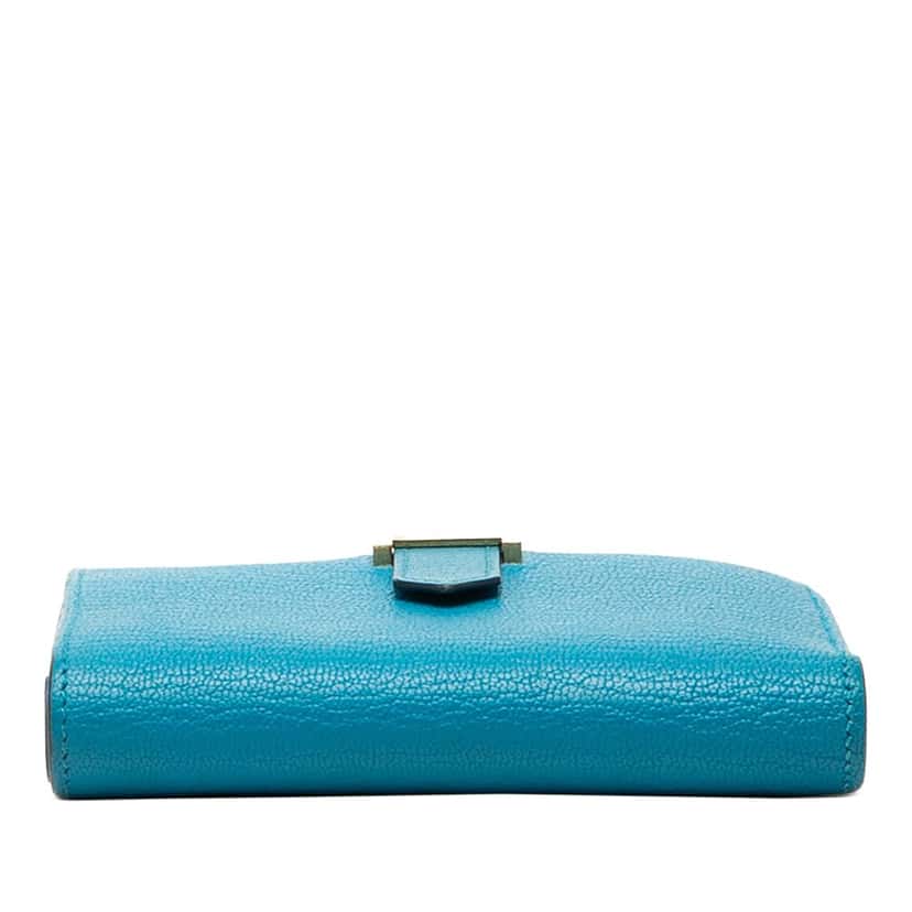 Hermès Chevre Mysore Bearn Compact Wallet Blue Leather Very good condition - Inside View