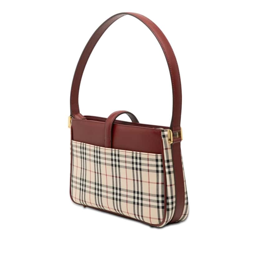 Burberry House Check Canvas Shoulder Bag Beige Very good condition - Back View