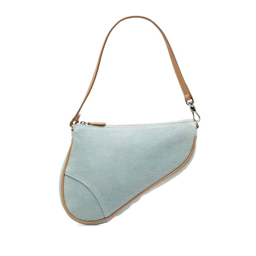 Dior Mini Denim Saddle Pochette Blue Very good condition - Front View