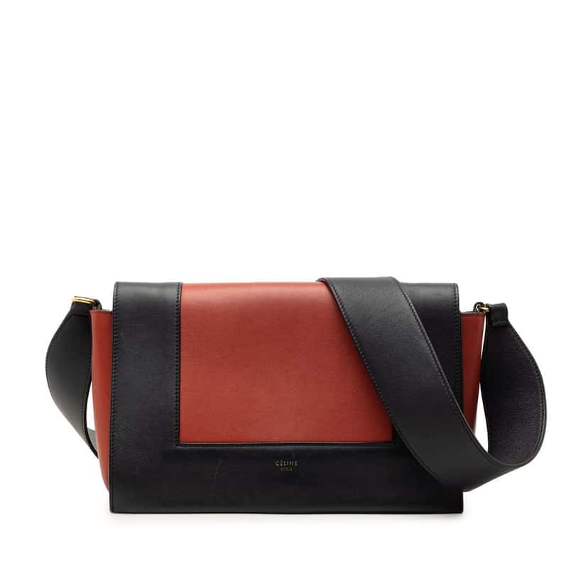 Celine Medium Shiny Smooth Calfskin Frame Shoulder Bag Black Leather Very good condition - Front View