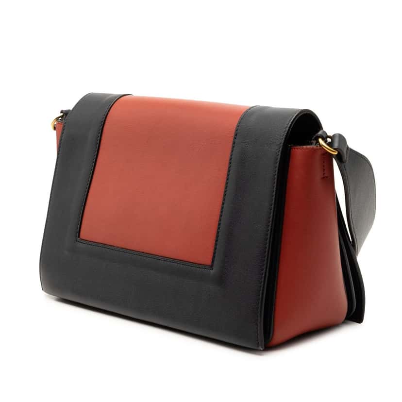 Celine Medium Shiny Smooth Calfskin Frame Shoulder Bag Black Leather Very good condition - Back View