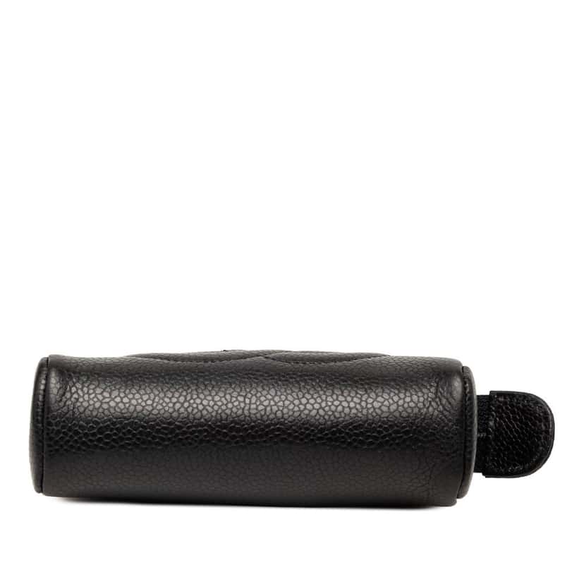Chanel CC Caviar Cosmetic Pouch Black Leather Very good condition - Inside View