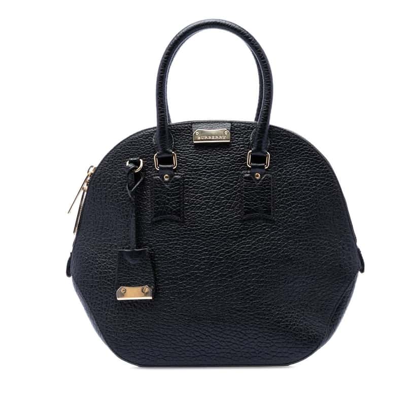Burberry Large Grained Calfskin Heritage Orchard Bowling Bag Black Leather Very good condition - Front View