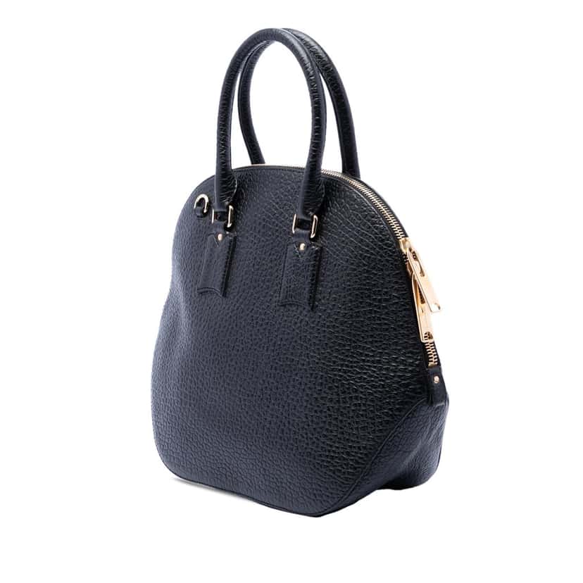 Burberry Large Grained Calfskin Heritage Orchard Bowling Bag Black Leather Very good condition - Back View