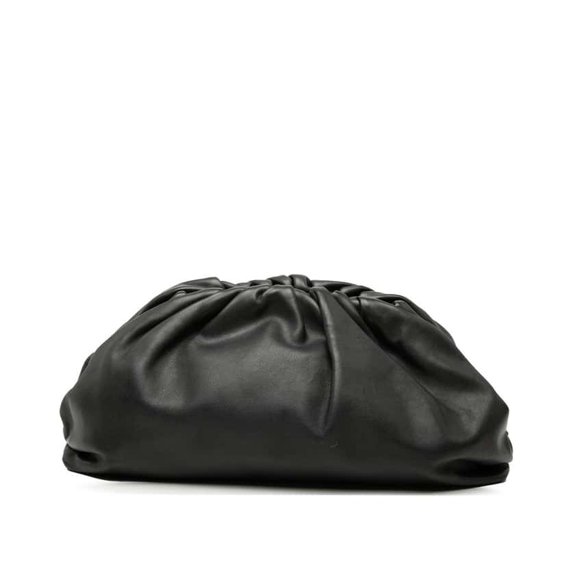 Bottega Veneta Lambskin The Pouch Black Leather Very good condition - Front View