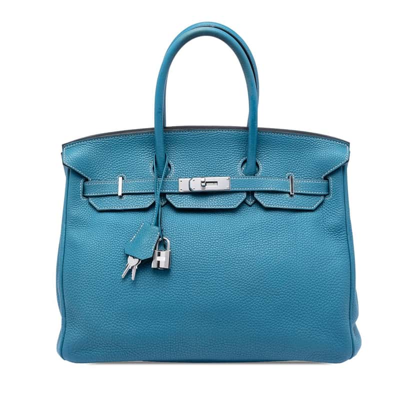 Hermès Togo Birkin Retourne 35 Blue Leather Very good condition - Front View