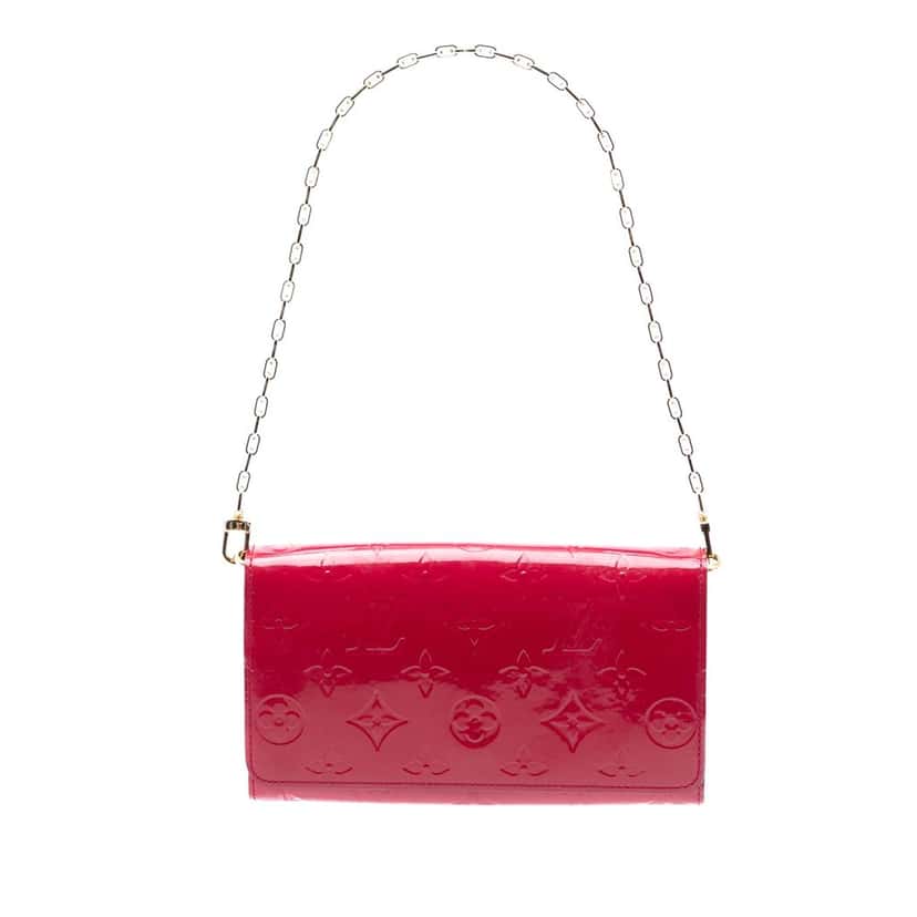 Louis Vuitton Monogram Vernis Chain Wallet Red Leather Very good condition - Front View