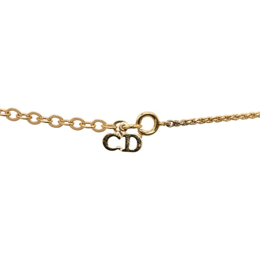 Dior Gold Plated Ribbon CD Logo Pendant Necklace Gold Metal Very good condition - Inside View