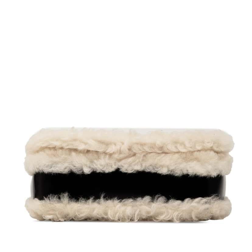 Burberry Small Shearling Trimmed Coated Canvas Lola Crossbody Black Never worn, with tag - Inside View