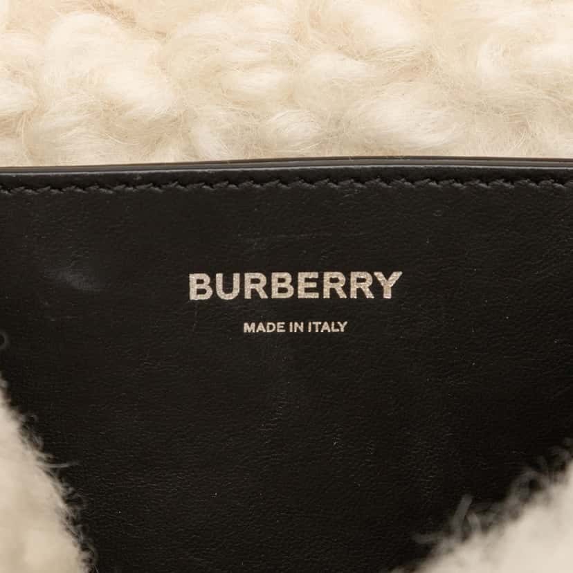 Burberry Small Shearling Trimmed Coated Canvas Lola Crossbody Black Never worn, with tag - Box View