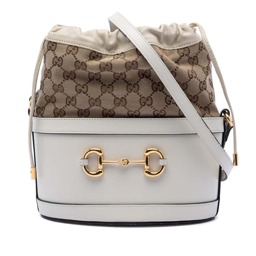 Gucci GG Canvas Horsebit 1955 Bucket Bag Beige Very good condition - Front View